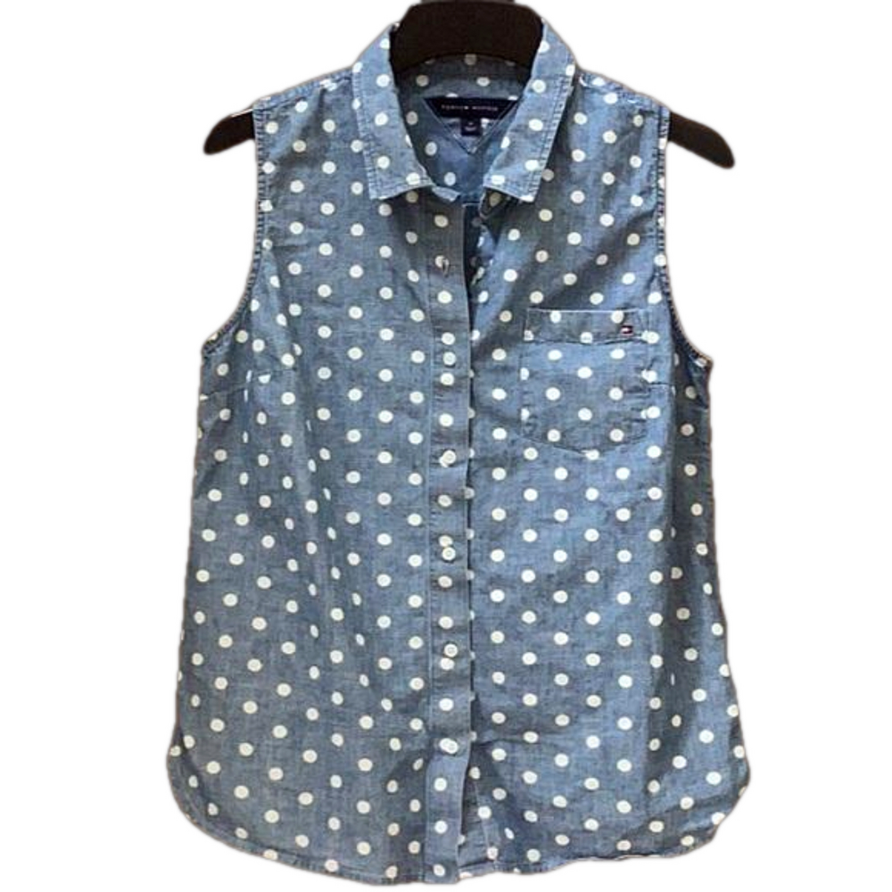 Tommy Hilfiger Blue Polka Dot Button Down Shirt